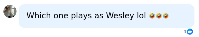 A social media comment asking which twin X-Men actor plays Wesley. A social media comment asking which twin X-Men actor plays Wesley.