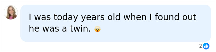 A social media comment from a user surprised to learn an X-Men actor has a twin. A social media comment from a user surprised to learn an X-Men actor has a twin.