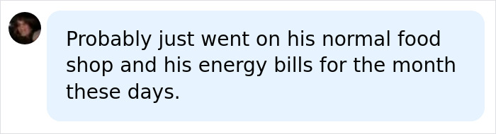 A comment on a lottery winner blowing £80,000, suggesting the money would cover normal food shopping and energy bills. A comment on a lottery winner blowing £80,000, suggesting the money would cover normal food shopping and energy bills.