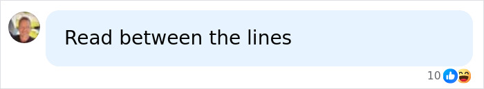 A social media comment with a brief, intriguing phrase: Read between the lines, related to a troubling pattern.