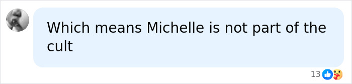 A social media comment implying Michelle Rodriguez is not part of a cult, linking to the troubling pattern.