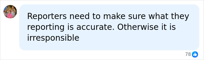 Social media comment emphasizing accurate reporting for the missing teen incident, due to code world bungle.