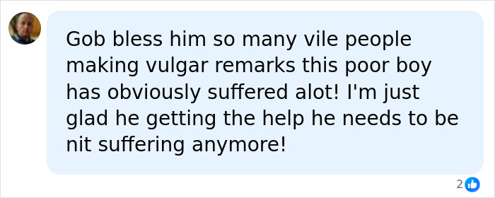 A social media comment expressing sympathy and relief for the teen's mysterious condition and suffering.