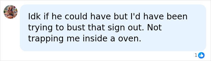 A social media comment on the terrified electrician, expressing a desire to break out of the sign.