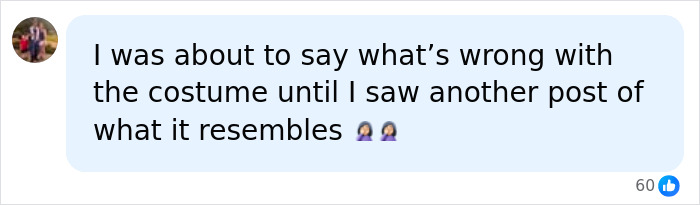 A social media comment understanding the Halloween costume controversy after seeing a related post. A social media comment understanding the Halloween costume controversy after seeing a related post.