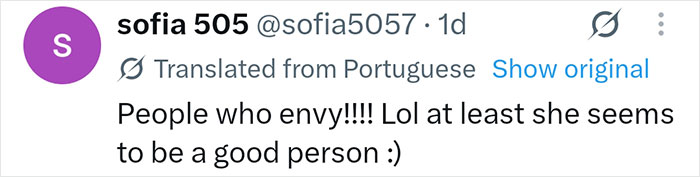 A social media comment from sofia 505, defending the pregnant influencer from envious people.