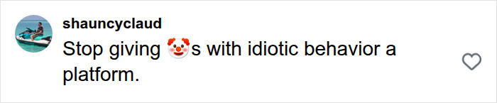 A social media comment about a reality star launching a fake freckle brand, urging to stop giving a platform to idiotic behavior. A social media comment about a reality star launching a fake freckle brand, urging to stop giving a platform to idiotic behavior.