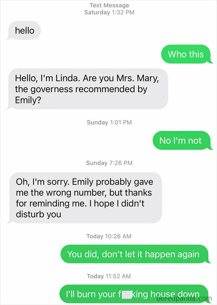 A screenshot of a text exchange where a scammer messes with the wrong person.