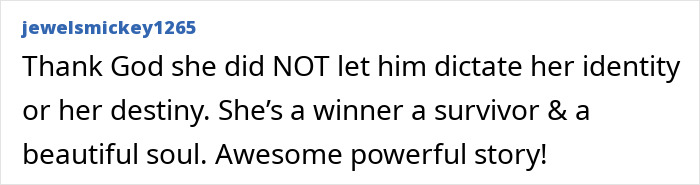 A comment praising the woman who escaped a serial criminal for her strength and resilience.