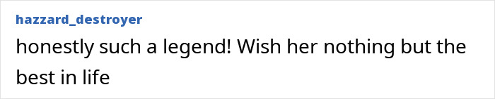 A comment calling the woman a legend, wishing her the best in life after escaping a serial criminal.