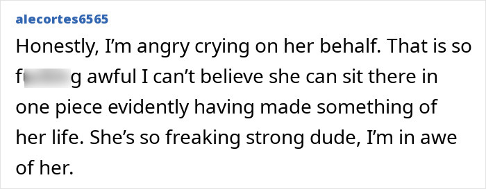 Screenshot of a comment from alecortes6565 about the woman who escaped a serial criminal.