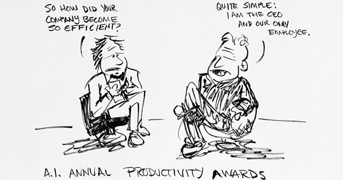 30 Cartoons That Poke Fun At AI, Corporate Culture, Politics, And Other Modern Absurdities