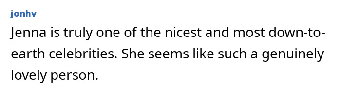 A user comment praising The Office star Jenna Fischer's down-to-earth personality and character. A user comment praising The Office star Jenna Fischer's down-to-earth personality and character.