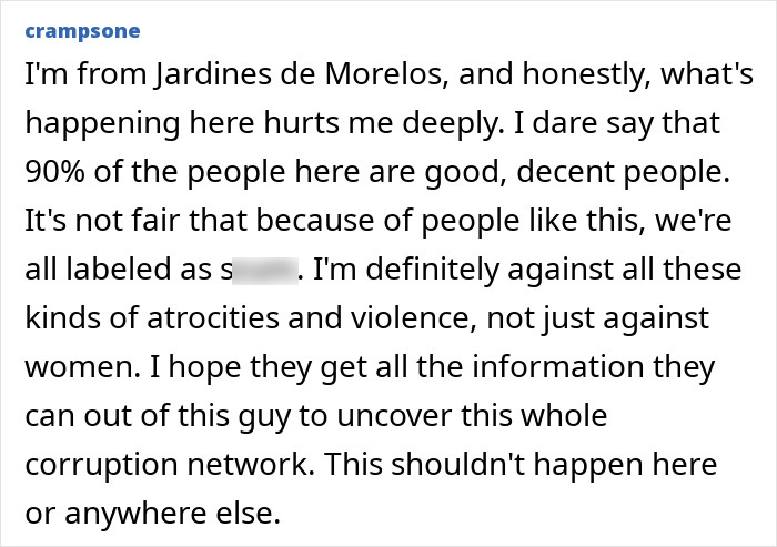 A comment from a resident expressing dismay over atrocities, hoping to uncover a corruption network after the disturbing discovery.