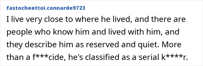 Comment describing monsters as a reserved, quiet family, with a disturbing discovery in a baby stroller.