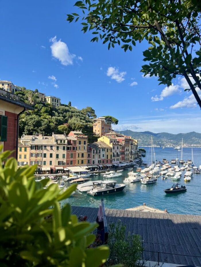 A charming coastal town with colorful buildings and boats in a harbor, showcasing buildings with character.
