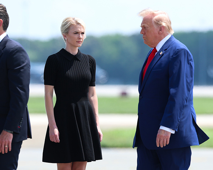 Donald Trump and his assistant. Trump's comments about his assistant raise eyebrows amid Melania's absence.