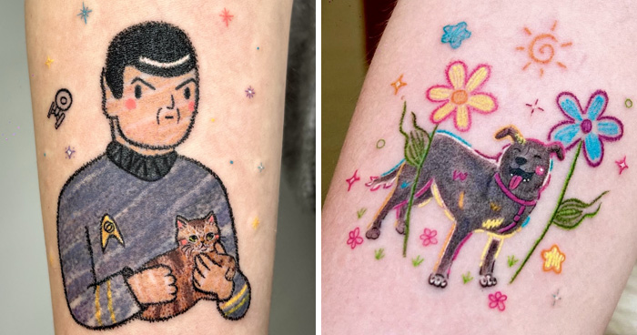 30 Tattoos By This Artist That Capture The Freedom And Messiness Of Childhood Crayon Drawings