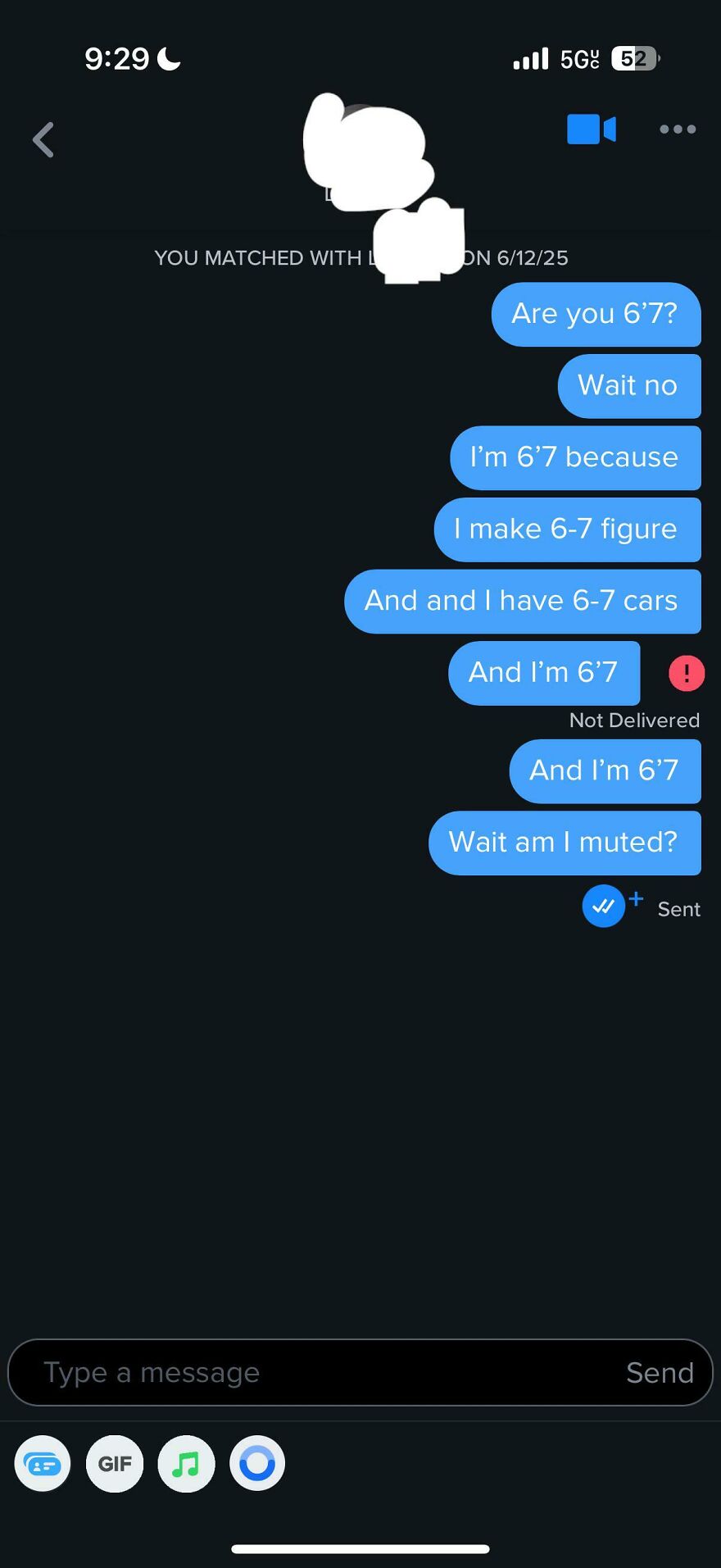 A screenshot of a dating app chat with cheesy pick up lines being sent, some marked as Not Delivered.