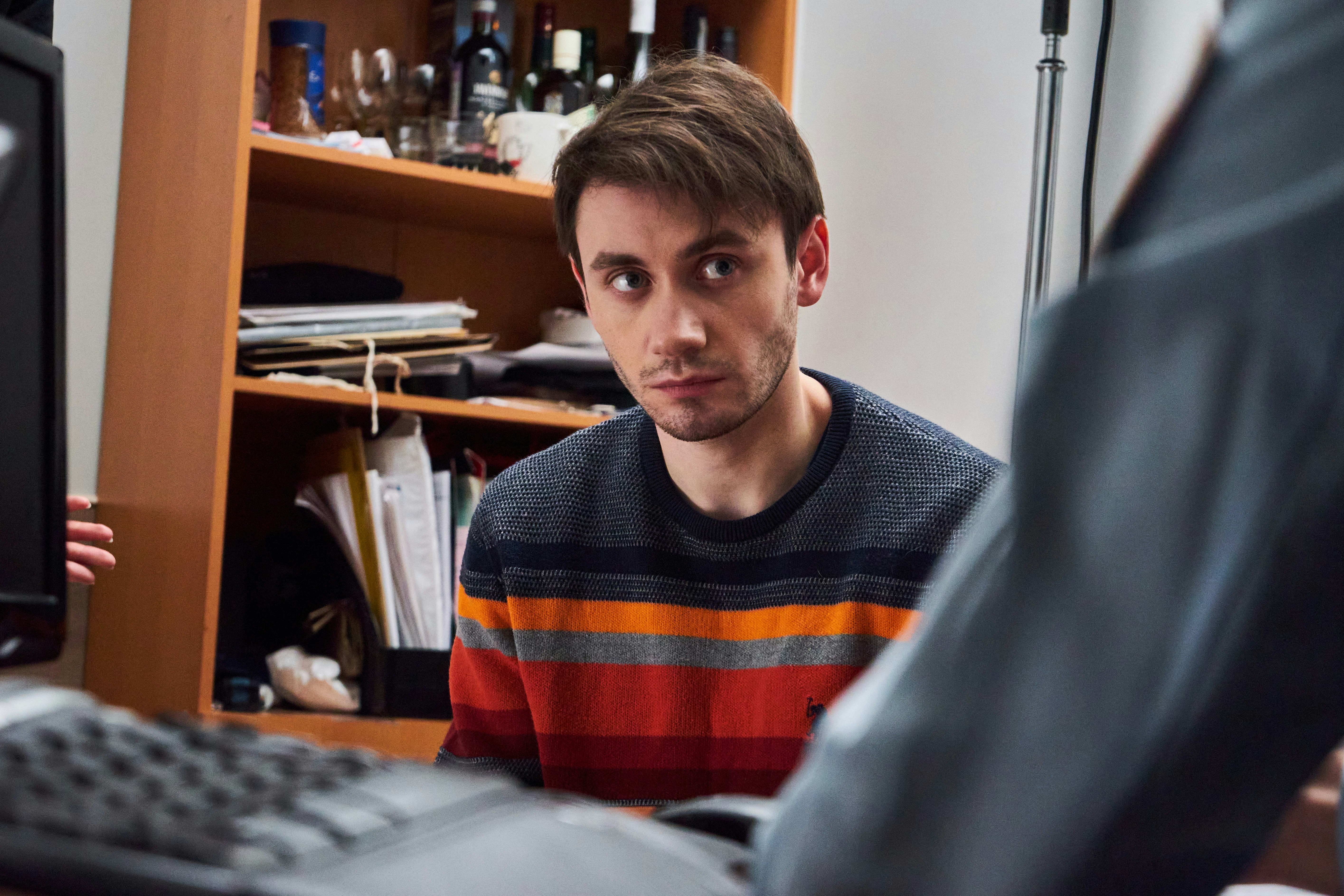 A man looks at the camera, while internet creates crazy theories about his fiancée's laptop. A man looks at the camera, while internet creates crazy theories about his fiancée's laptop.