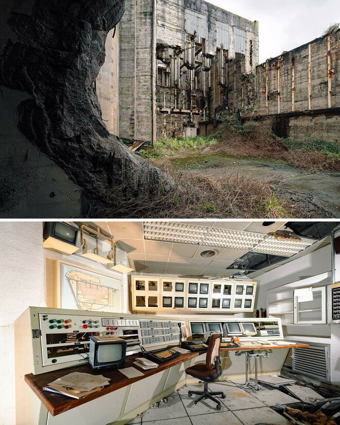 Exploring abandoned places reveals an unexpected, overgrown, dilapidated industrial building and a forgotten control room.