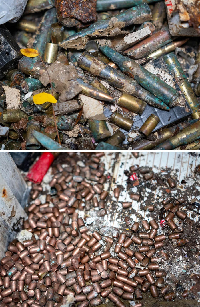 People exploring abandoned places discovered an unexpected pile of old bullet casings and ammunition.
