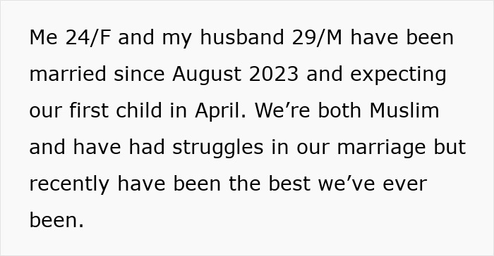 Screenshot detailing a pregnant woman's marriage and expected child, affected by husband's old messages. Screenshot detailing a pregnant woman's marriage and expected child, affected by husband's old messages.