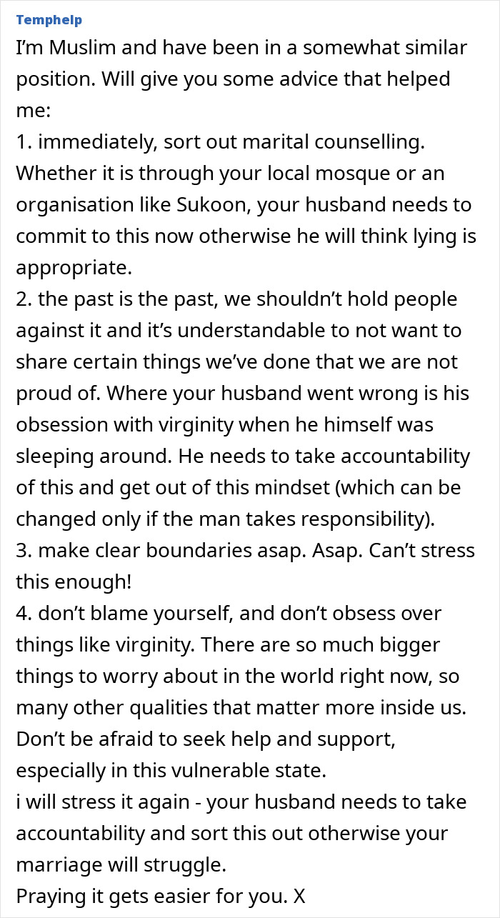 A pregnant woman cannot look at her husband the same after finding old messages, receiving advice for marital counselling. A pregnant woman cannot look at her husband the same after finding old messages, receiving advice for marital counselling.