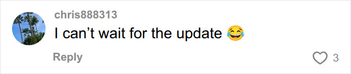 A comment from chris888313 that says: I can't wait for the update 😂, showing interest in the separate apartment marriage story. A comment from chris888313 that says: I can't wait for the update 😂, showing interest in the separate apartment marriage story.