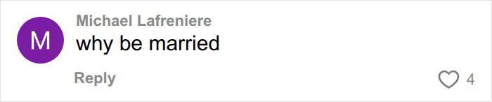 A comment section user questioning the purpose of marriage when a husband and wife live in separate apartments. A comment section user questioning the purpose of marriage when a husband and wife live in separate apartments.