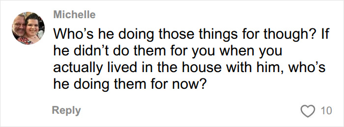 Michelle comments on a woman's separate apartment from her husband, questioning who her husband is doing things for now. Michelle comments on a woman's separate apartment from her husband, questioning who her husband is doing things for now.