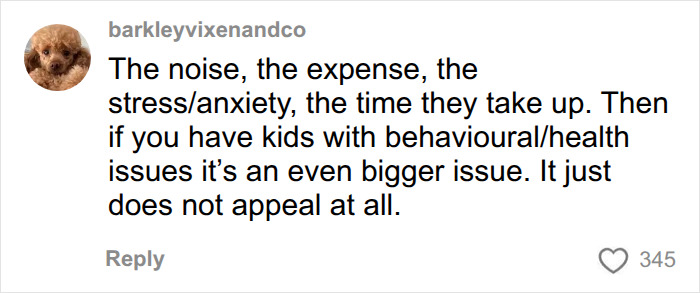 A comment goes viral listing brutal reasons she’s put off having kids, citing noise, expense, and stress. A comment goes viral listing brutal reasons she’s put off having kids, citing noise, expense, and stress.