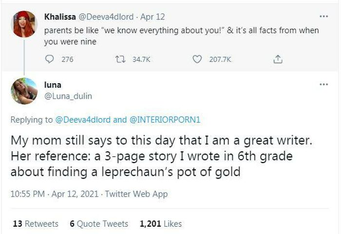 Twitter thread by parents, humorously showcasing a wrong way to solve a problem with parenting.