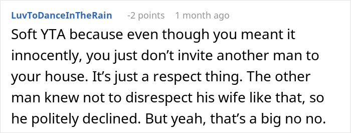 A screenshot of a comment from a user named LuvToDanceInTheRain about a husband and miscommunication, giving a 'soft YTA'.