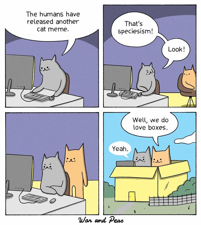 50 Hilarious Cat Comics By ‘War And Peas’ That Capture The Chaos Of Living With Feline