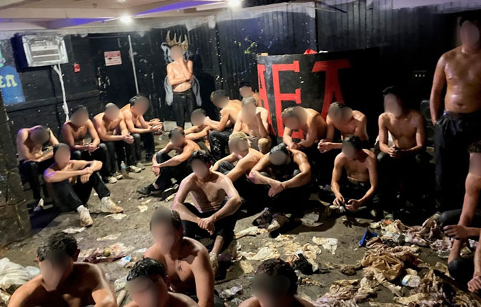 Frat leaders arrest aftermath showing dozens of partially dressed teens in dingy basement suspected of hazing Frat leaders arrest aftermath showing dozens of partially dressed teens in dingy basement suspected of hazing