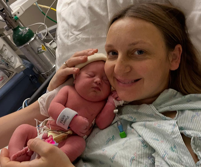 Newborn baby held by mother in hospital after birth during tragic hospital lawsuit case Newborn baby held by mother in hospital after birth during tragic hospital lawsuit case