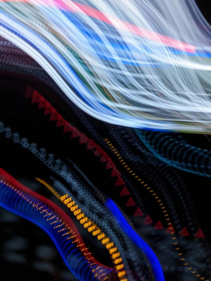 Colorful light trails forming abstract patterns, creating cool photos of motion and light
