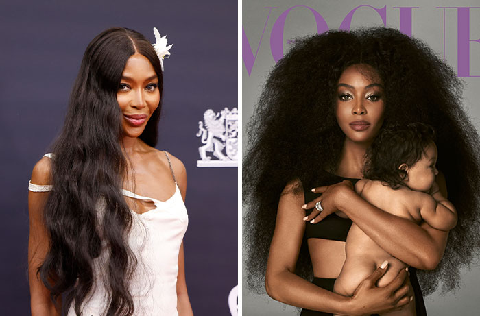 Naomi Campbell, one of the celebrity women who welcomed her baby via surrogate, on a magazine cover
