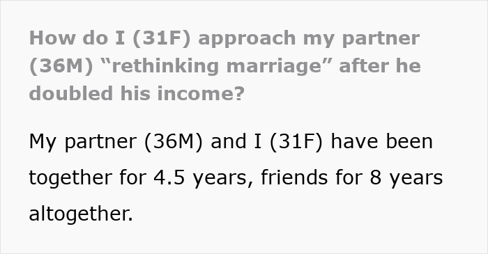 Screenshot of Reddit post: Guy goes from minimum wage to $200K, now rethinking marriage. Screenshot of Reddit post: Guy goes from minimum wage to $200K, now rethinking marriage.