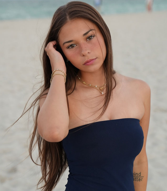 Sophie Rain portrait on a beach, highlighting her 50lbs weight loss, with wind-swept hair and a strapless top. Sophie Rain portrait on a beach, highlighting her 50lbs weight loss, with wind-swept hair and a strapless top.