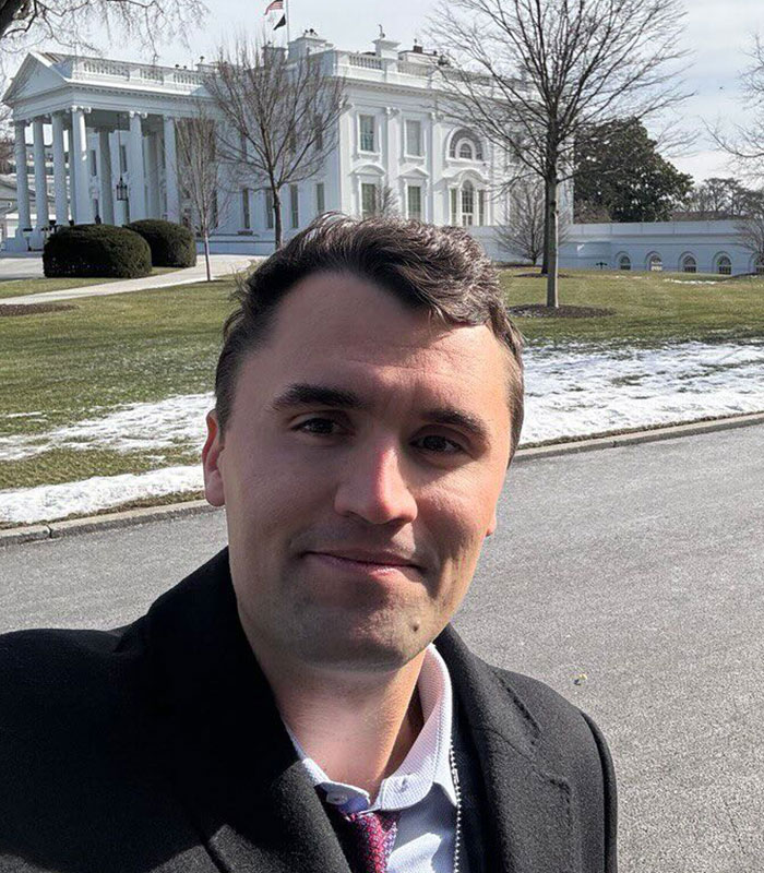 Charlie in front of the White House, revealing devastating moments following his passing. Charlie in front of the White House, revealing devastating moments following his passing.
