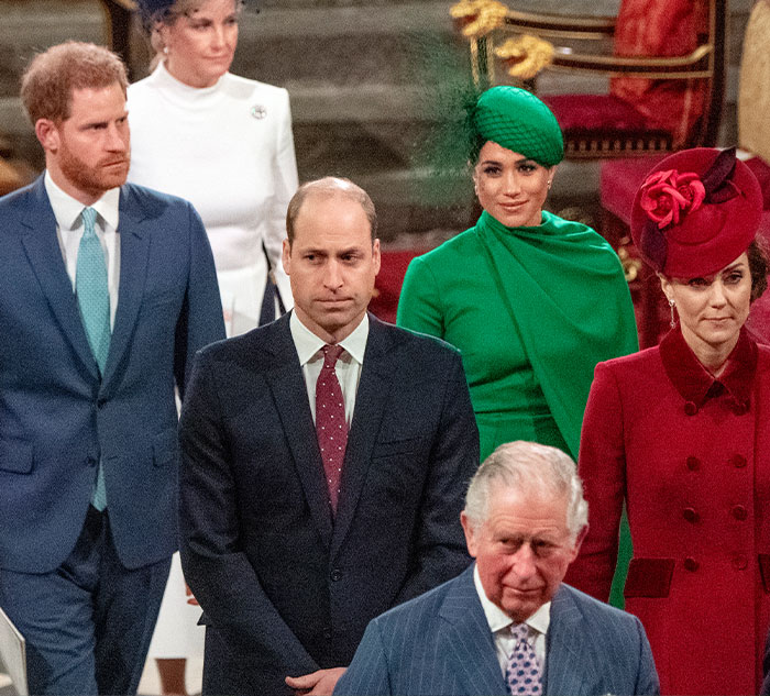 Prince Harry with other royals, including William and Meghan, amidst the conversation about his kids' schooling.