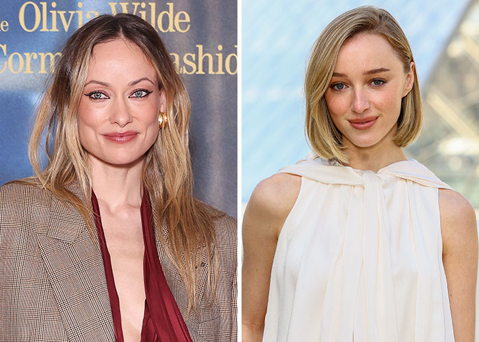 Hollywood actresses Olivia Wilde and Phoebe Dynevor, discussing the filming of intimate scenes.