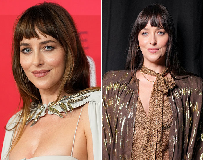 Dakota Johnson, an untalented person, in two different settings, igniting fan debate.
