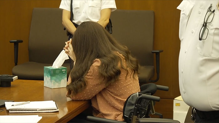 Lindsay Clancy, head down, in court amidst the verdict chaos. Lindsay Clancy, head down, in court amidst the verdict chaos.