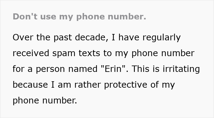 Text explaining frustration from receiving spam calls for a decade and protecting a phone number. Text explaining frustration from receiving spam calls for a decade and protecting a phone number.