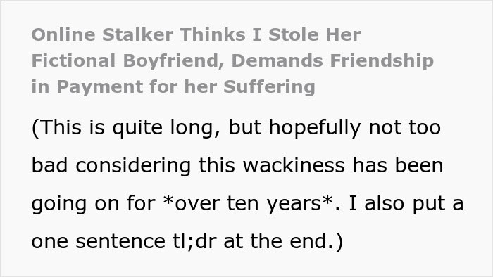 Online Stalker Freaks Out After Woman "Steals" Her Fictional Boyfriend Online Stalker Freaks Out After Woman "Steals" Her Fictional Boyfriend