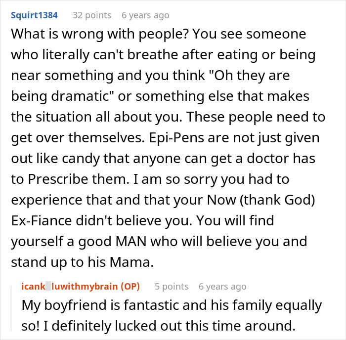 Reddit comment discussing the disbelief people face with serious health issues like a shellfish allergy, highlighting the need for understanding. Reddit comment discussing the disbelief people face with serious health issues like a shellfish allergy, highlighting the need for understanding.