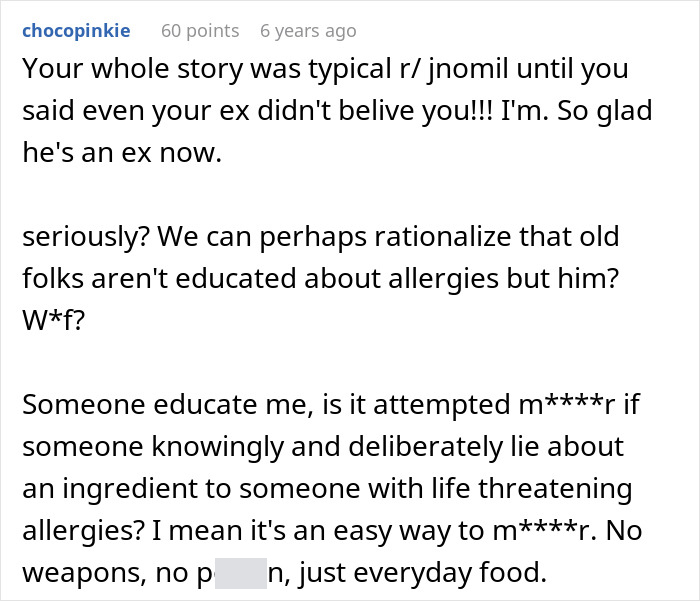 A Reddit user questions if intentionally causing an allergic reaction by hiding a shellfish allergen is attempted m****r. A Reddit user questions if intentionally causing an allergic reaction by hiding a shellfish allergen is attempted m****r.